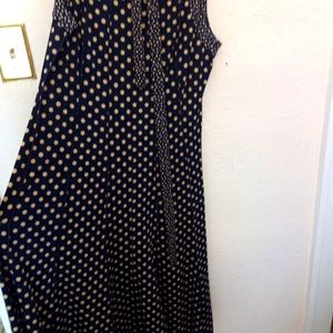 Perceptions New York navy with tan Polk dots.